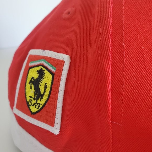 OFFICIAL FERRARI Race Cap Quality Embroidered Logo Flag Stars Academia Movie Red - Picture 4 of 10